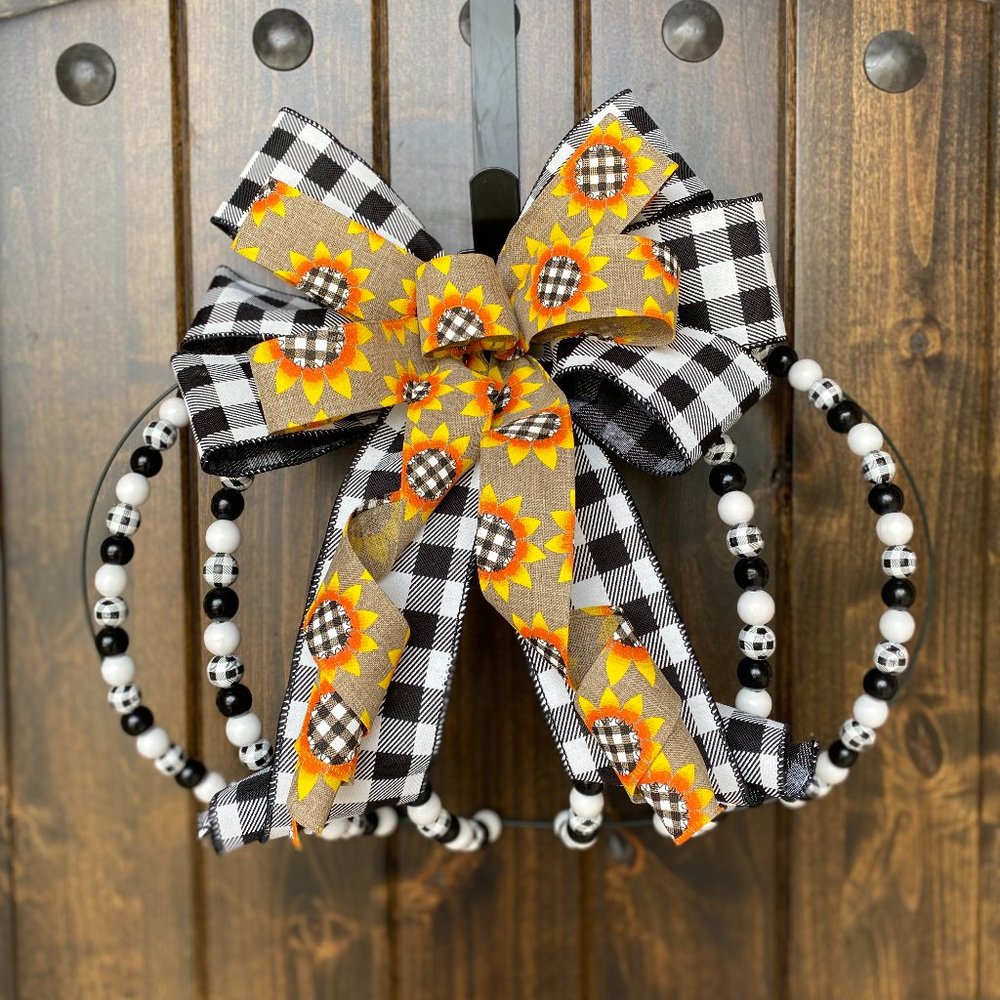 Fall Pumpkin Wreath, Fall Bead Wreath, Pumpkin Wreath